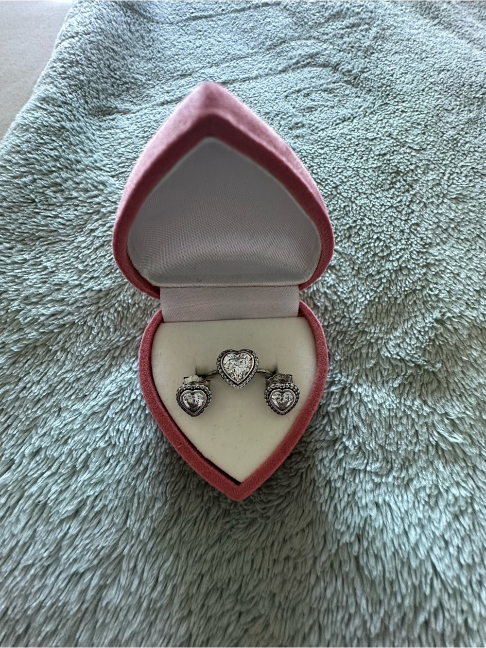 Pandora Heart Ring and Earrings Set. Original Pandora Sterling Silver S925 Ring